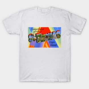 Greetings from St Thomas Virgin Islands - Vintage Large Letter Postcard T-Shirt